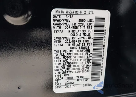 2018 Nissan Rogue Sl from USA, damaged, VIN JN8AT2MT4JW468067